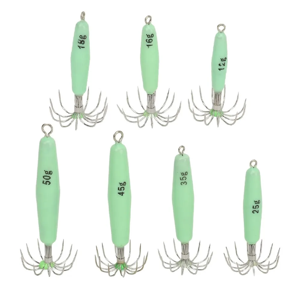 Jigs para calamar luminosos con agujas duraderas, agua salada - imagen 2