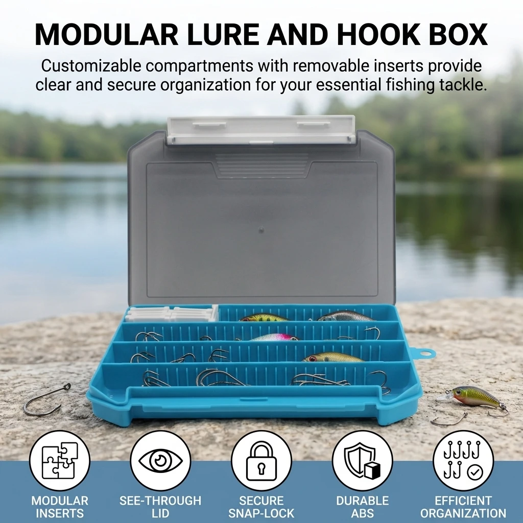 Caja de pesca portátil estanca de ABS para señuelos y anzuelos - imagen 5