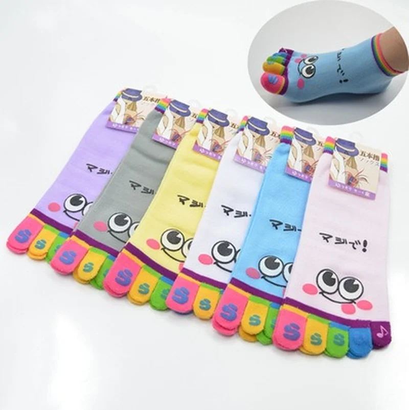 Calcetines cinco dedos de algodón – Oso sonriente divertido - imagen 2