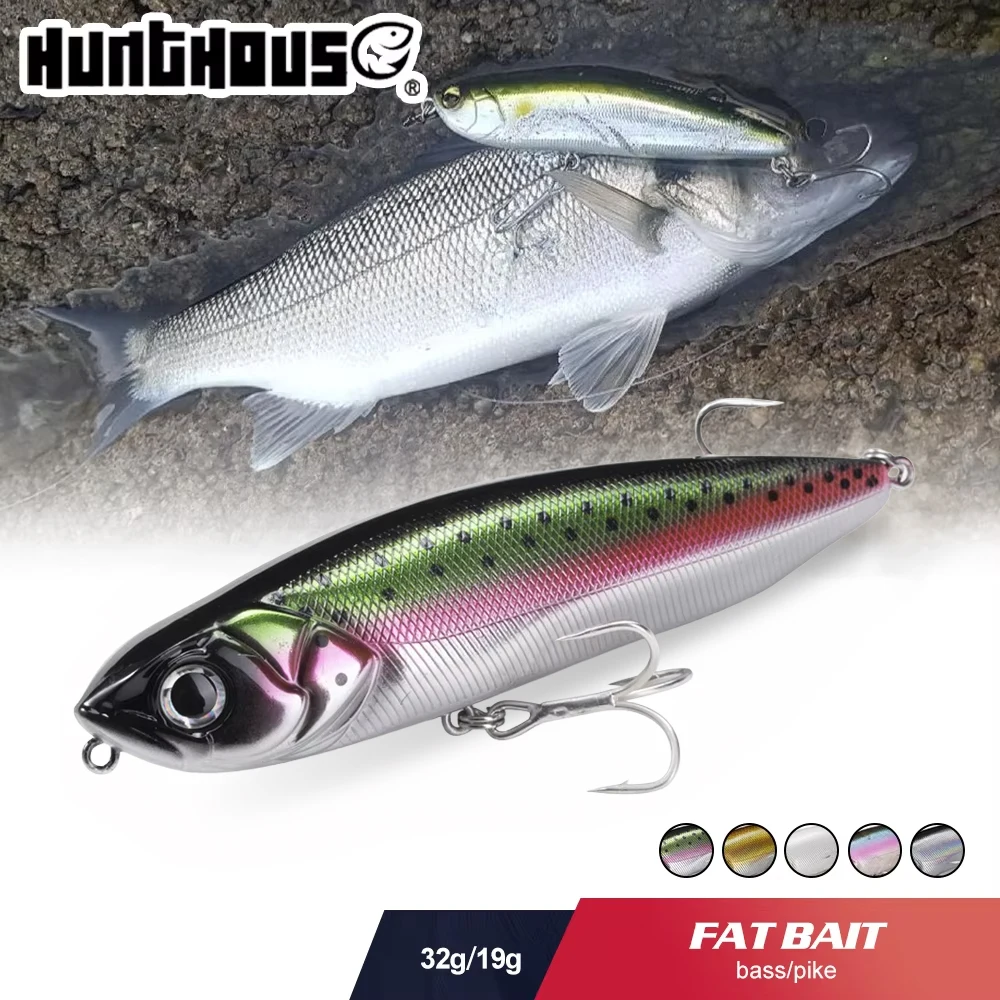 Hunthouse Topwater Pencil wobbling de superficie de 19g para lubina y perca