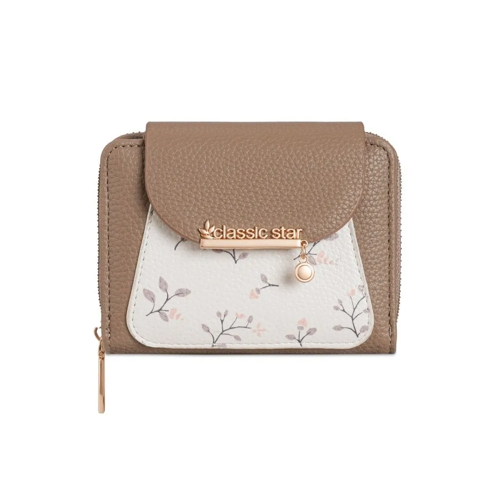 Cartera de mujer floral minimalista de cuero PU con cremallera - imagen 3