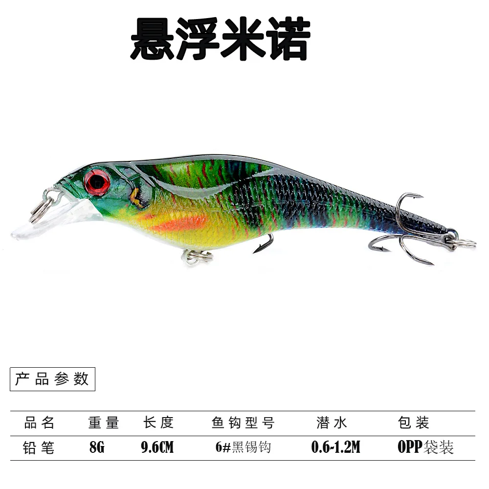 Señuelo Swim Minnow con suspensión y detalle de construcción