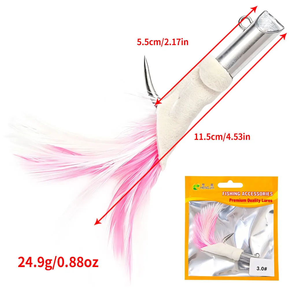 Anzuelos de plomo con pluma de acero inoxidable para atún y tiburón