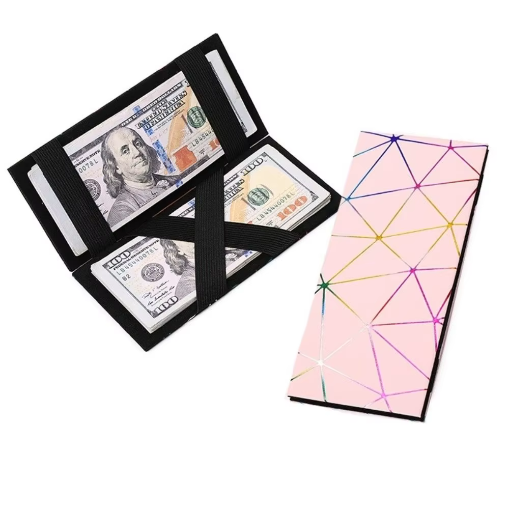 Monedero largo para hombre en cuero PU con clip para billetes
