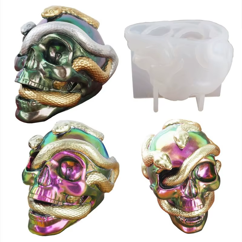 Molde silicona para vinilos de pesca – Cabeza serpiente y calavera - imagen 3