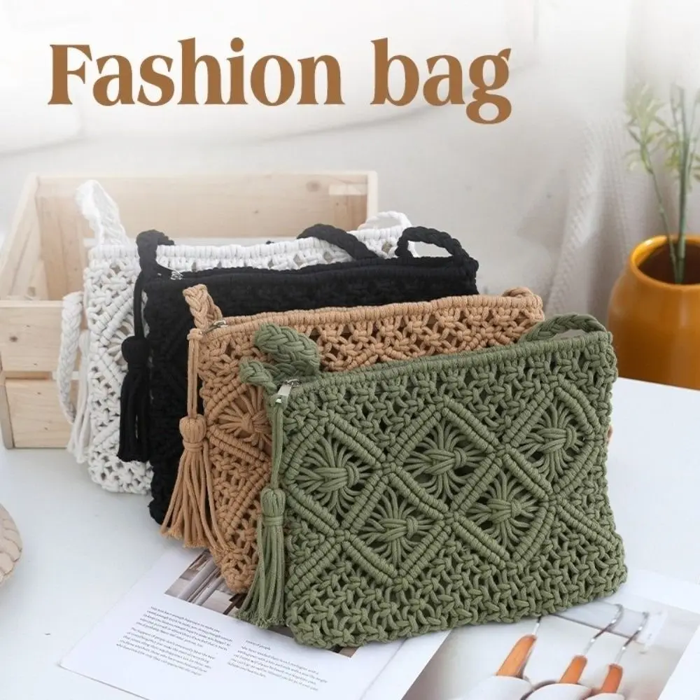 Bolso bandolera retro rectangular con borlas para pesca al aire libre - imagen 4