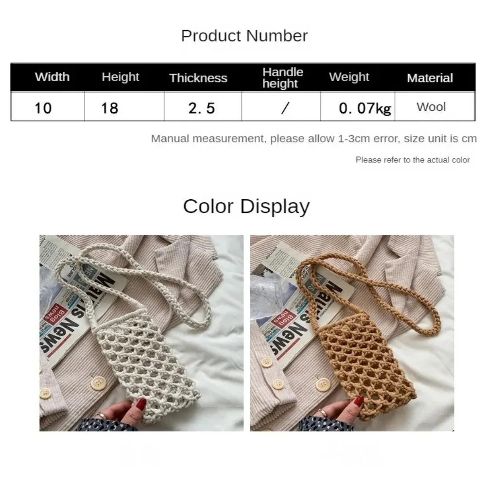 Bolso bandolera de ganchillo para teléfono, diseño calado