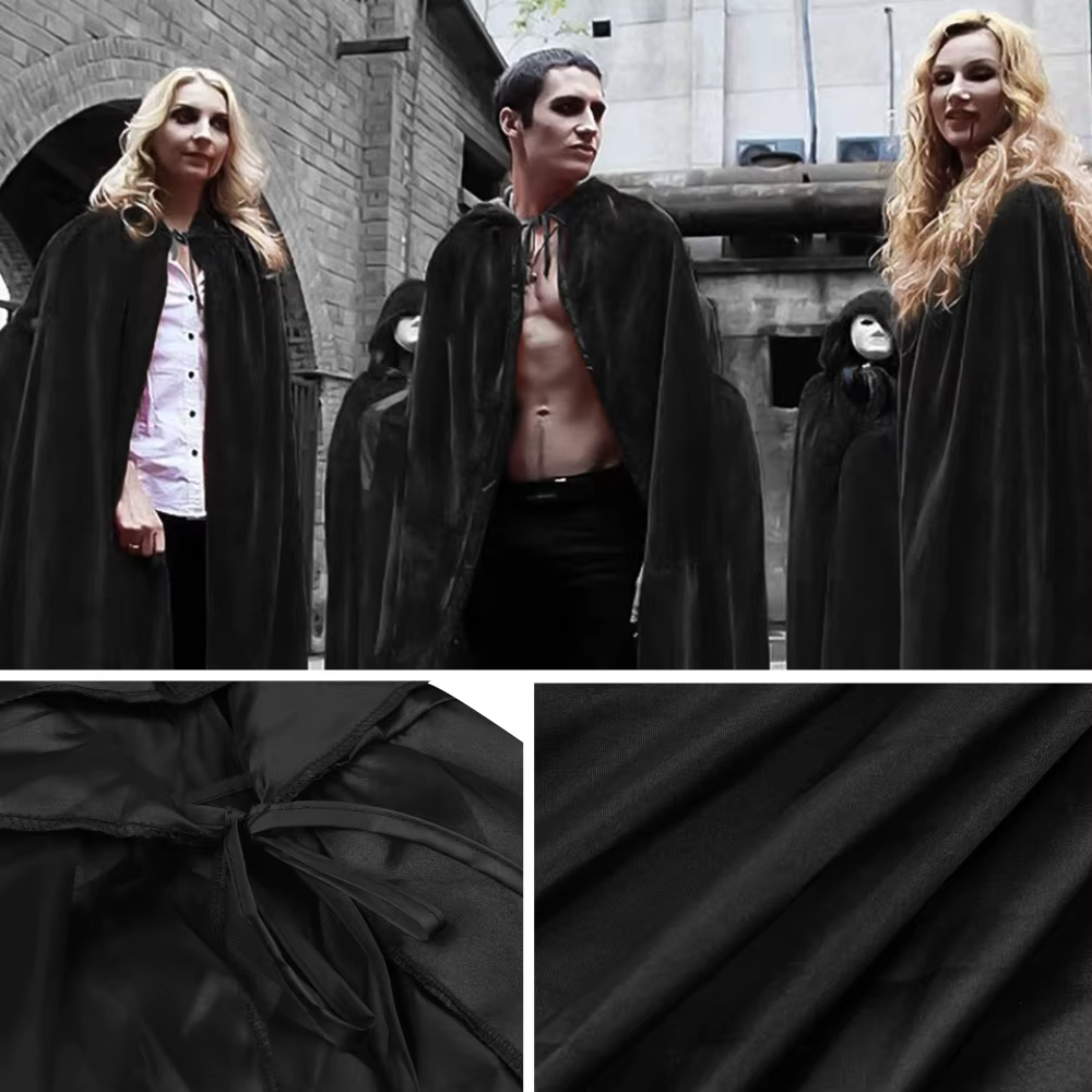 Capa medieval con capucha para cosplay y disfraces