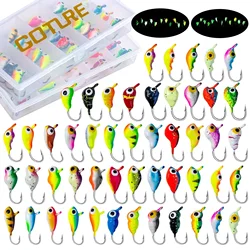 Goture señuelos de jigging en hielo luminosos para lubina invierno