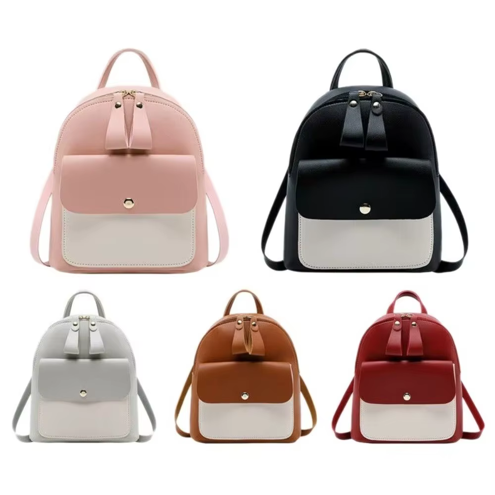 Mochila de Cuero PU con Cremallera – Bolso Pequeño Ajustable