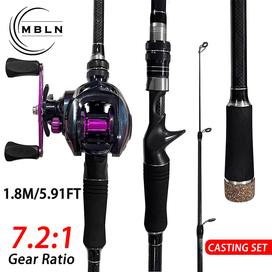 Combo Caña y Carrete Baitcasting MBLN para Pesca de Lubina