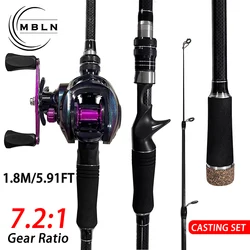 Combo Caña y Carrete Baitcasting MBLN para Pesca de Lubina