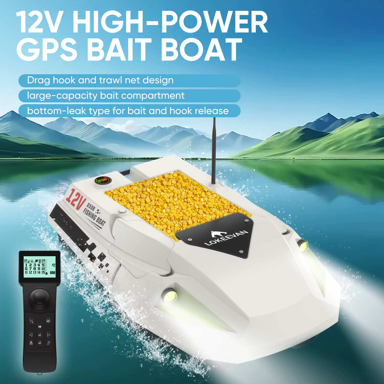 Barco cebador GPS Lokeevan D50B – Retorno automático 500m - imagen 4