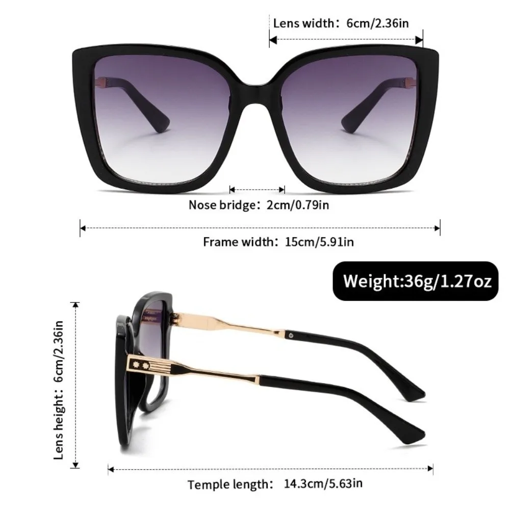 Gafas de sol cuadradas florales para mujer con lentes morado degradado - imagen 4