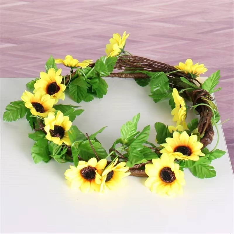 Guirnalda girasol amarillo artificial seda para arco boda decoración - imagen 3