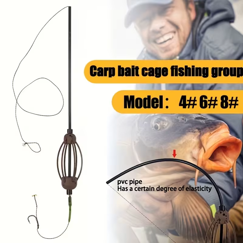 Kit de pesca para carpa con feeder de jaula abierta y hair rig - imagen 2