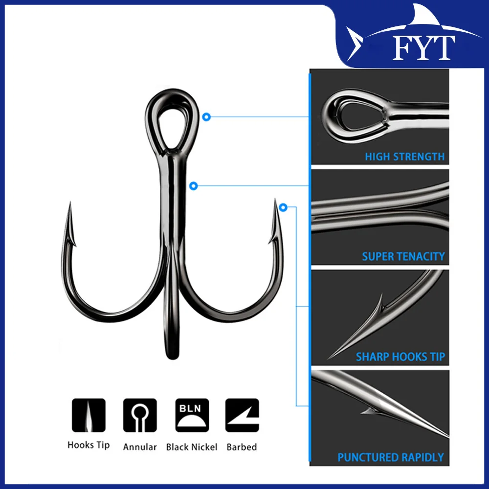 Anzuelos triples acero alto carbono negro para pesca - imagen 5