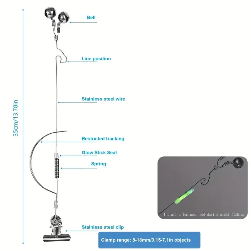 Alarma de picadura pesca acero inoxidable ajustable - imagen 5