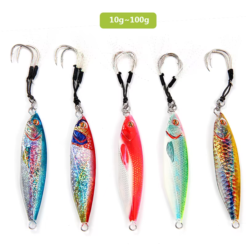 Jigs metálicos luminosos con anzuelos dobles para jigging - imagen 4