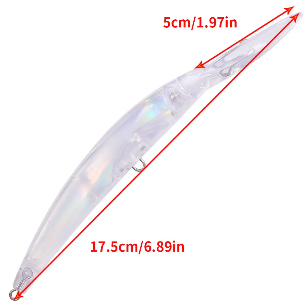 Wobbler Minnow duro transparente sin pintar – señuelo de pesca - imagen 5