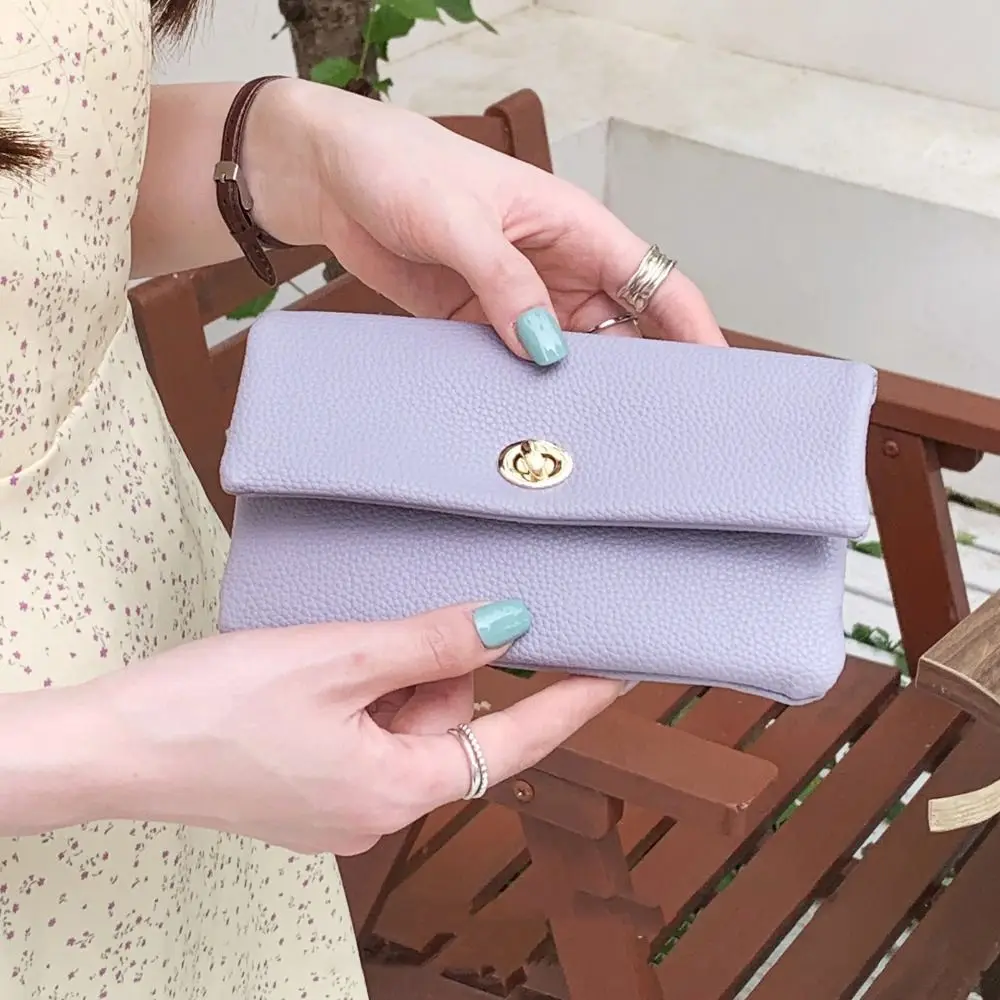 Cartera larga de piel PU con cremallera y hebilla metálica - imagen 3