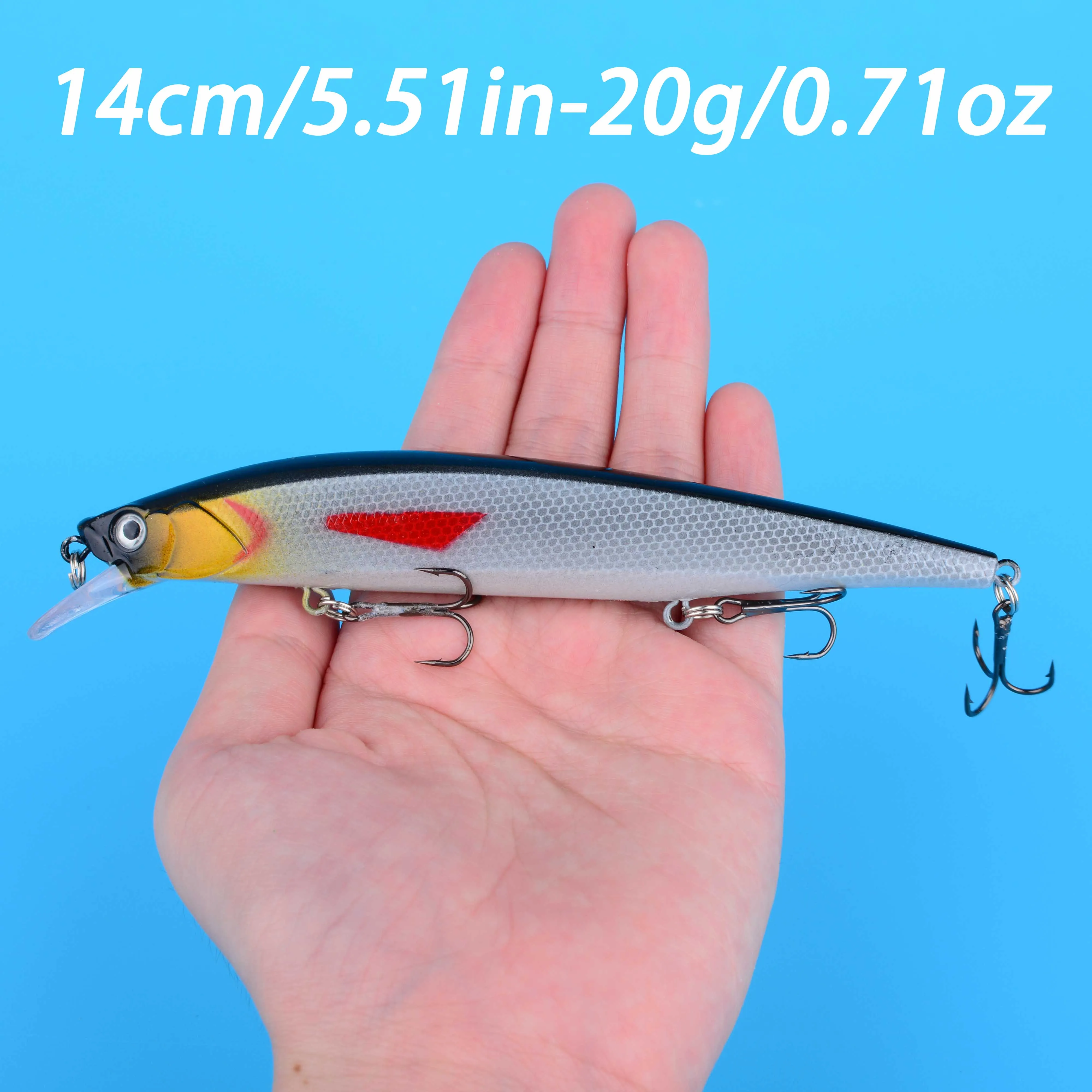 Señuelo Jerkbait flotante de 14cm y 20g para pesca de lubina y lucio