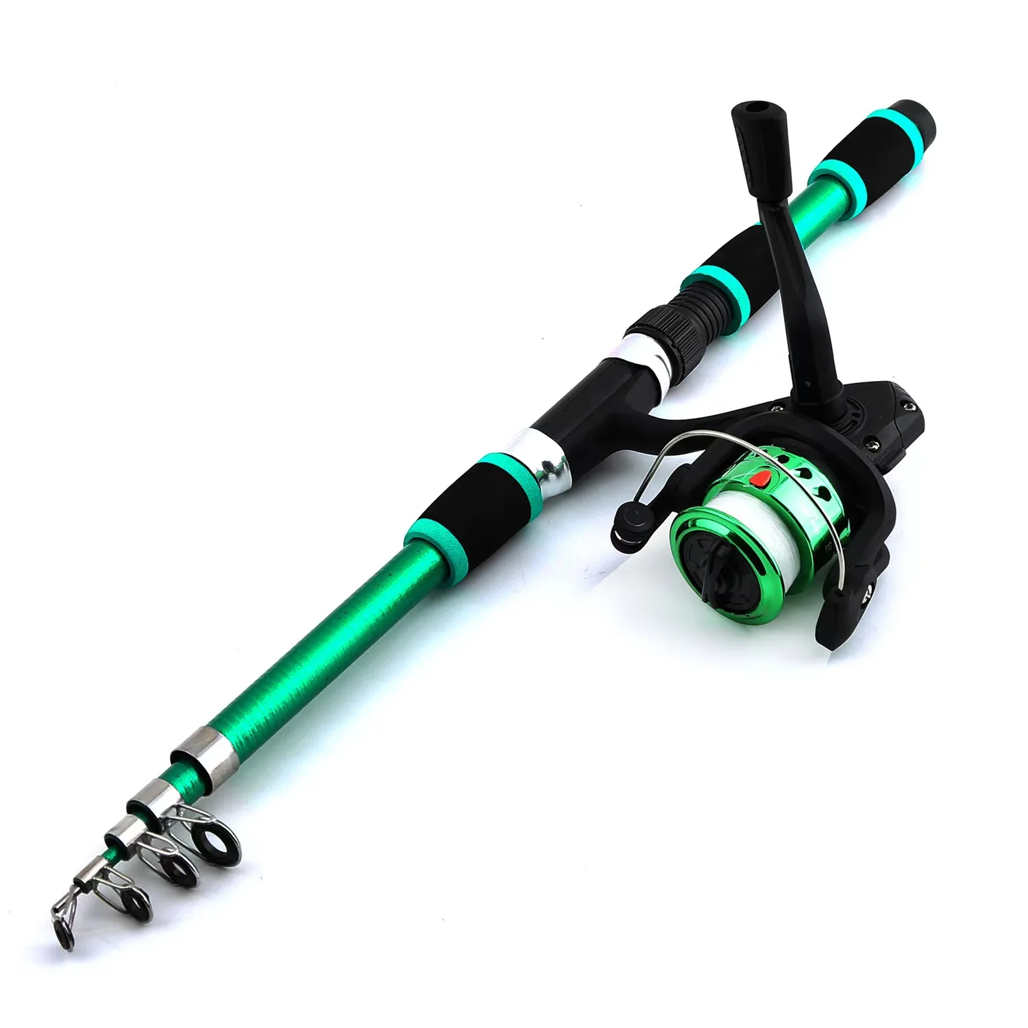 Kit completo caña telescópica con carrete para pesca de viaje