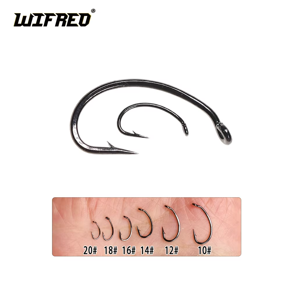 Wifreo Anzuelos mosca curvos - para ninfas, Midge y Caddis de pesca