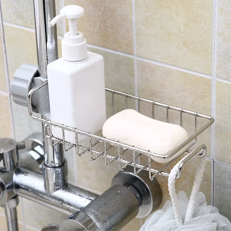 Organizador ajustable de fregadero de acero inoxidable para estropajos - imagen 4