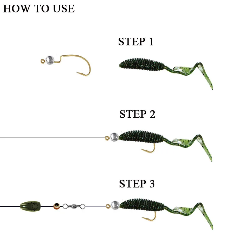 Anzuelo Jig Head Mini Worm con punta angular y barbilla para vinilos - imagen 3