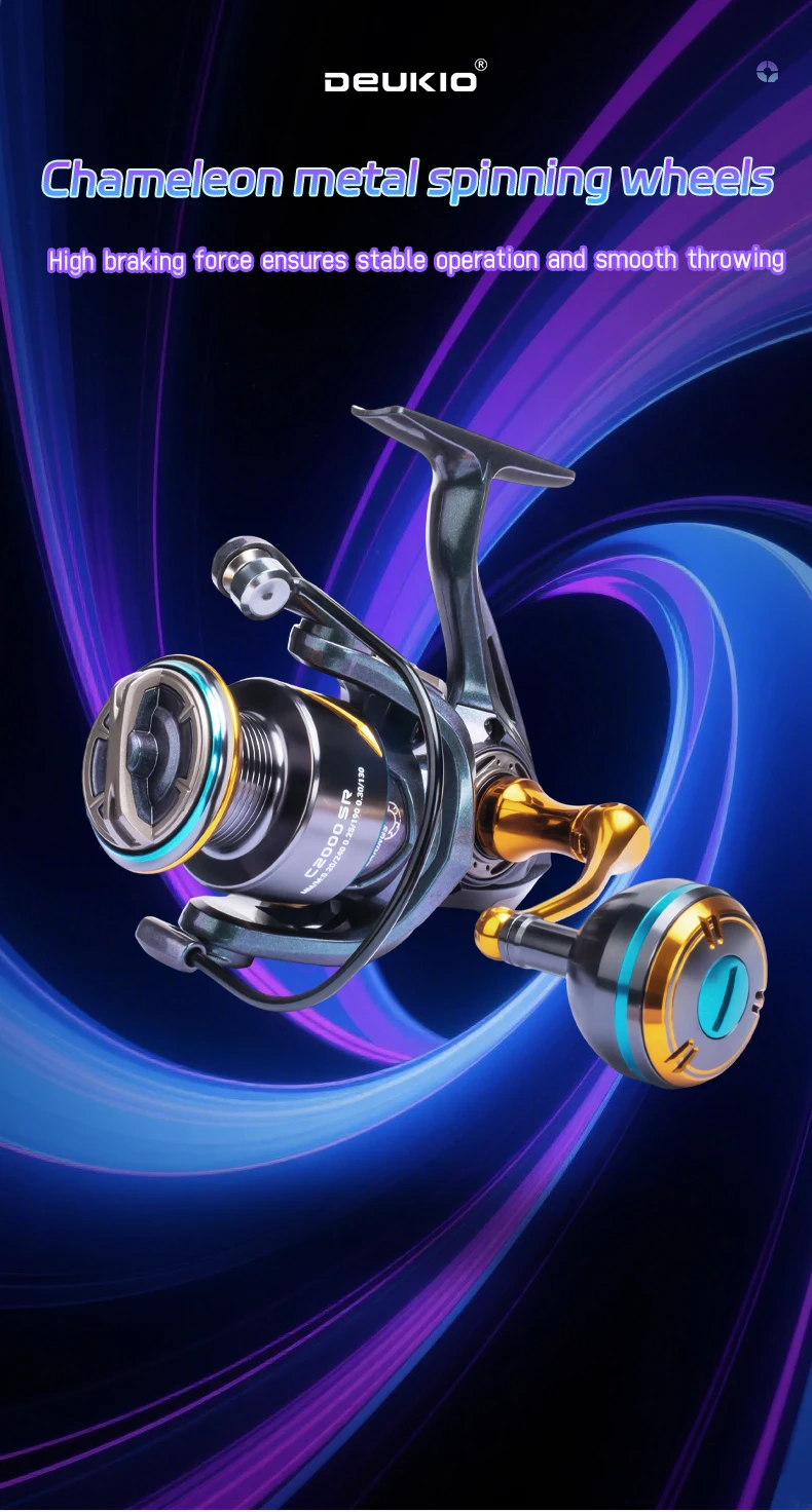 Carrete DEUKIO colorido con giro y manivela CNC