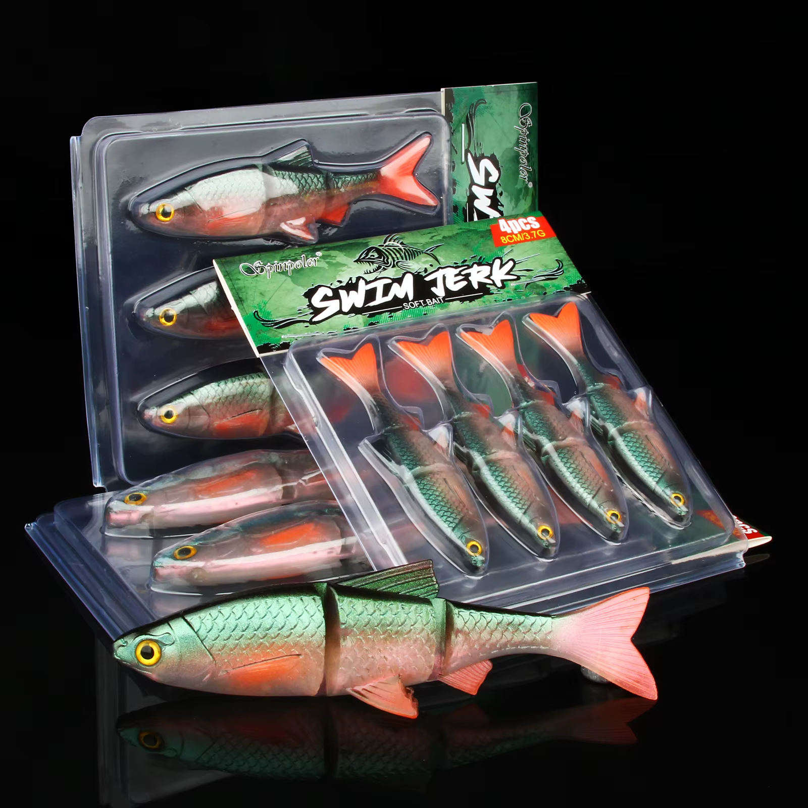 Spinpoler Swim Jerk – Cebo articulado 3 segmentos para bass y perca - imagen 4
