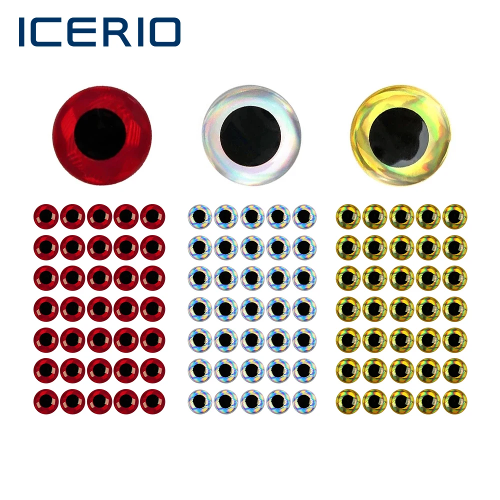 ICERIO Ojos de pez epoxi holográficos 3D para señuelos y mosca