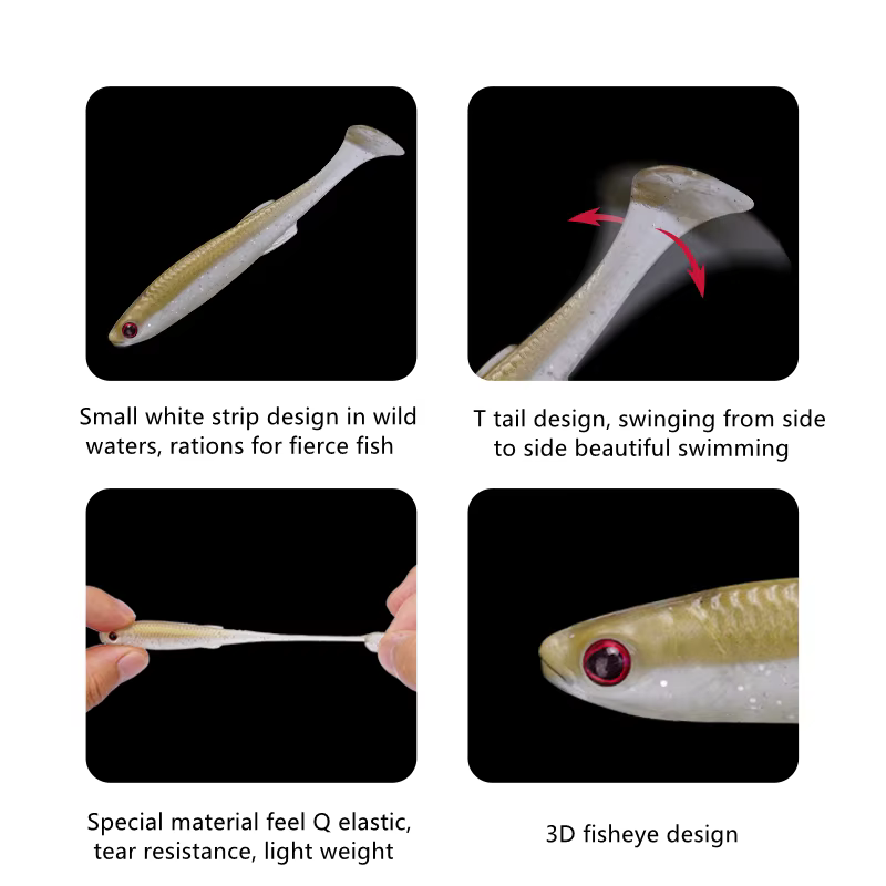 FISHANT Fat Fish T-Tail – Señuelos de silicona para pesca marina - imagen 3