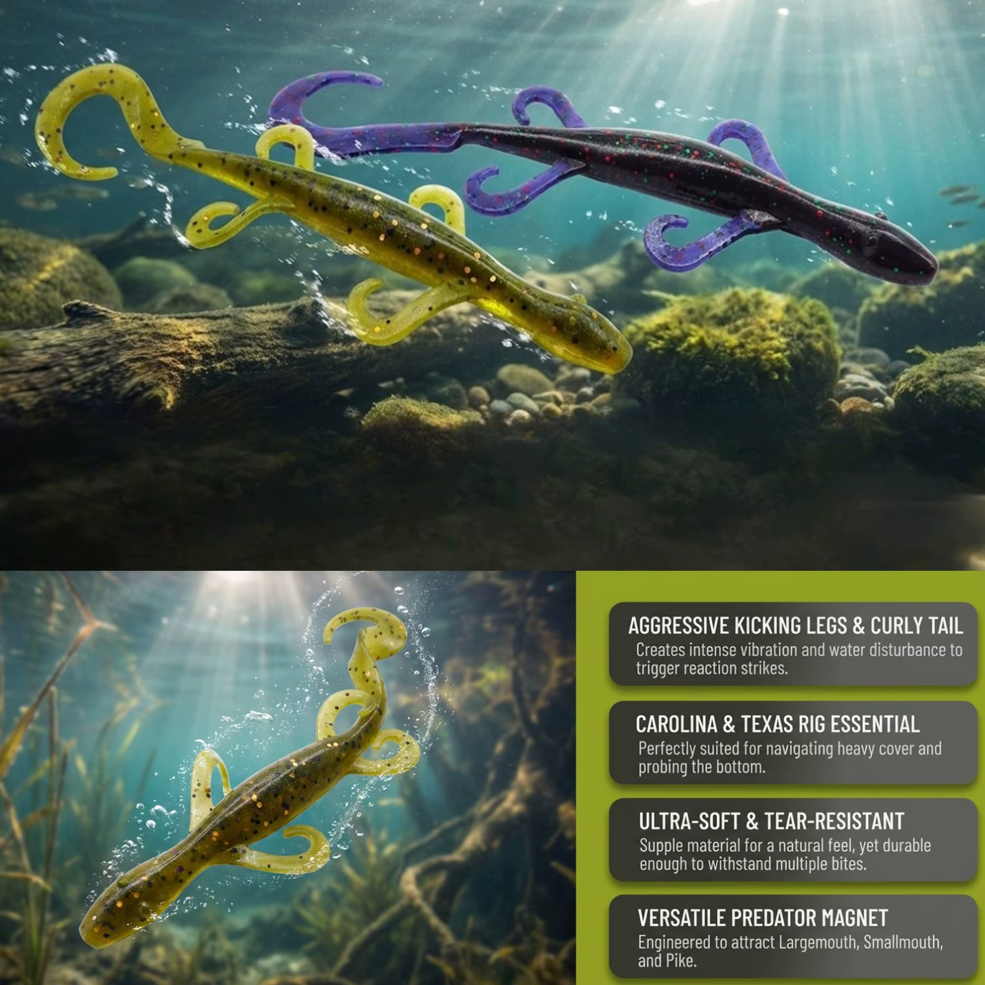 ESFISHING Señuelo lagarto salvaje 140 mm de silicona para lucio - imagen 3