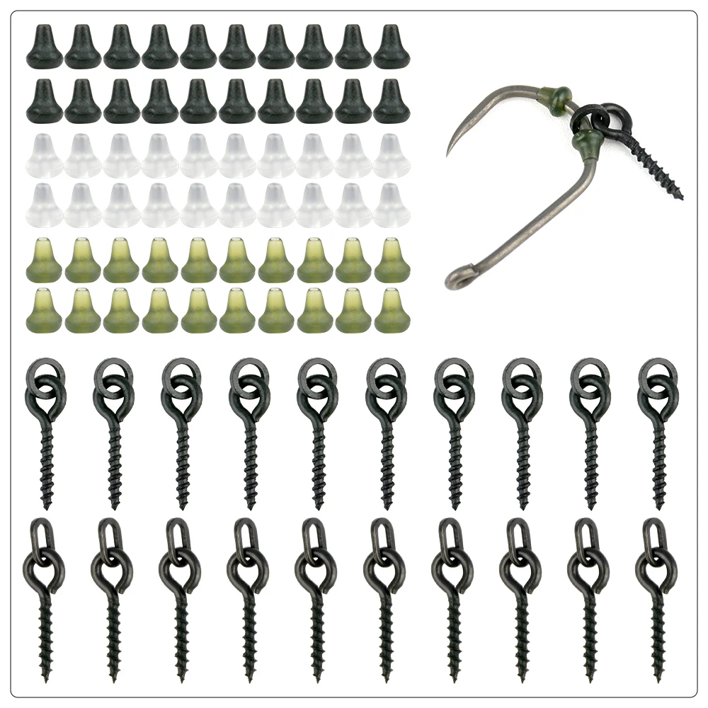 Conjunto de tornillos de cebo y tapones de goma Hirisi en negro, verde y blanco