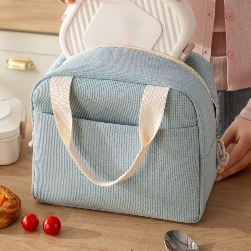 Bolsa térmica de pana compacta para almuerzo escolar - imagen 2