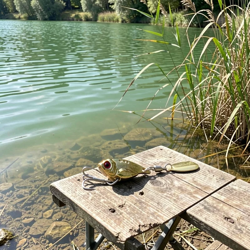 Señuelo vibrador jigging oro y plata, hoja reflectante trucha y salmón - imagen 4