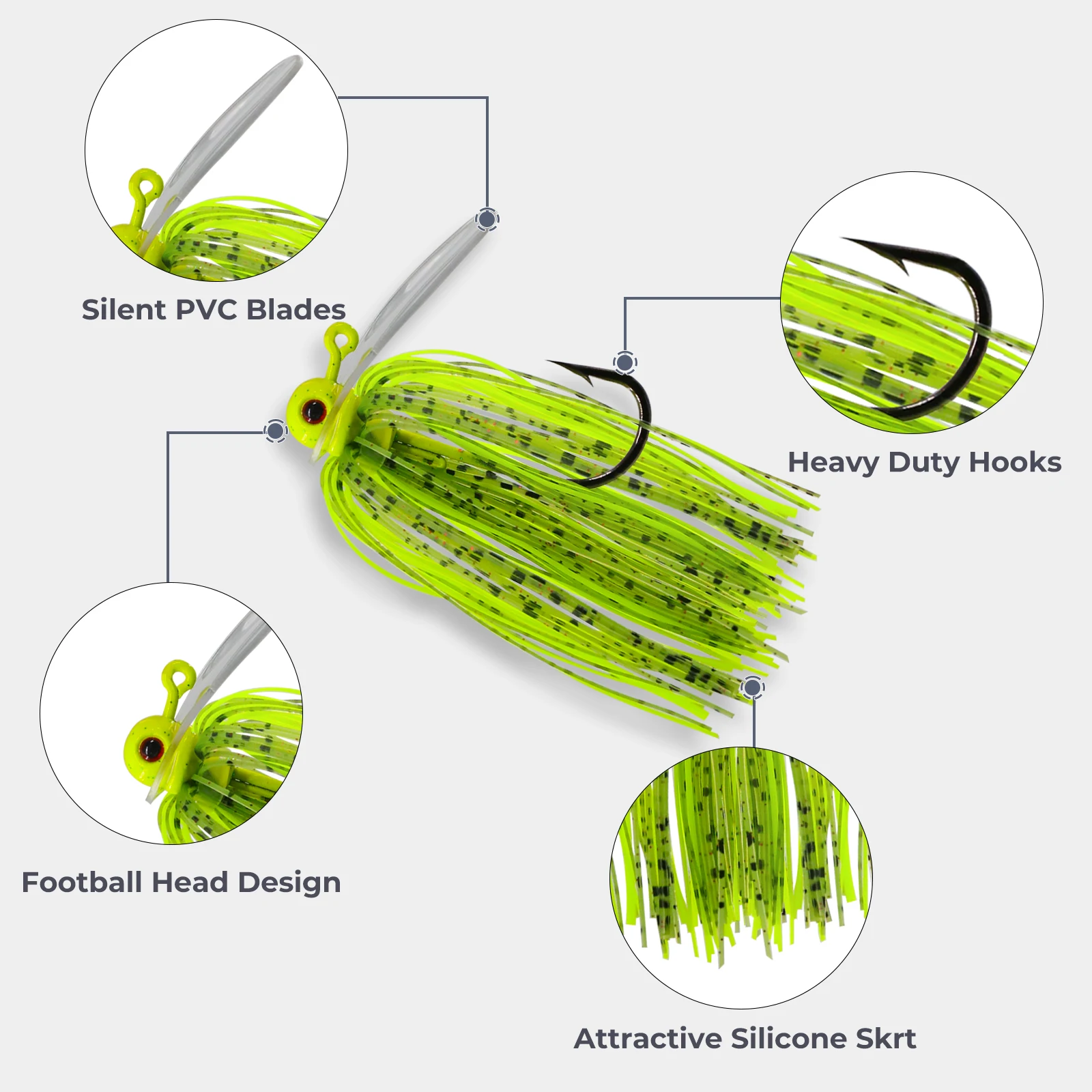 Señuelo Chatterbait 9KM con hoja PVC y faldas de silicona para lubina