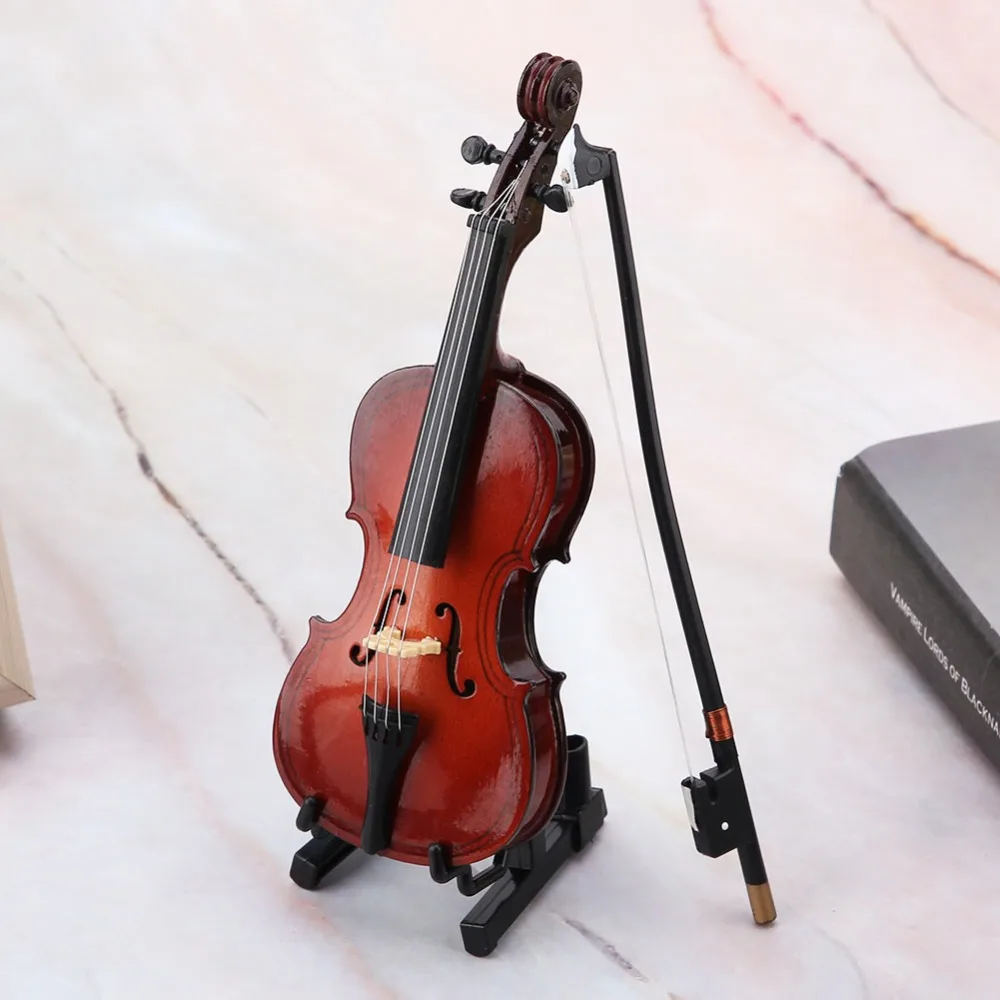 Violonchelo en miniatura de madera con estuche y soporte coleccionable - imagen 5