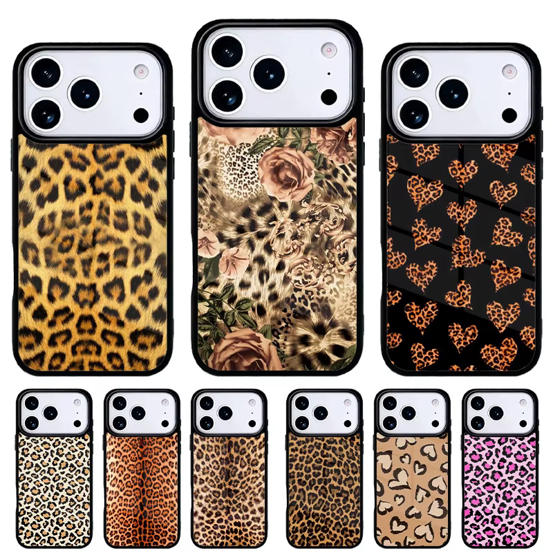 Funda iPhone con estampado leopardo para 17 16 15 14 13 Pro Max 12 11