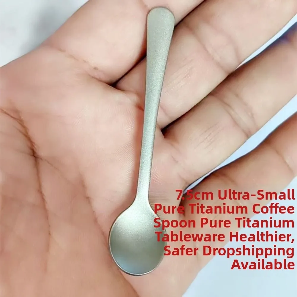 Cuchara agitadora de titanio mini de mango largo para té y café - imagen 3
