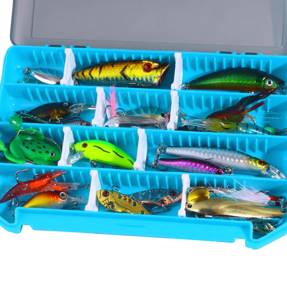 Juego de 24 señuelos de pesca variados en estuche organizador
