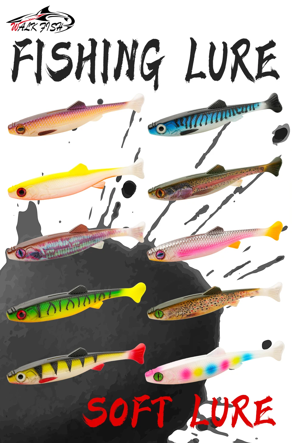Señuelo WALK FISH vista lateral mostrando el perfil del swimbait