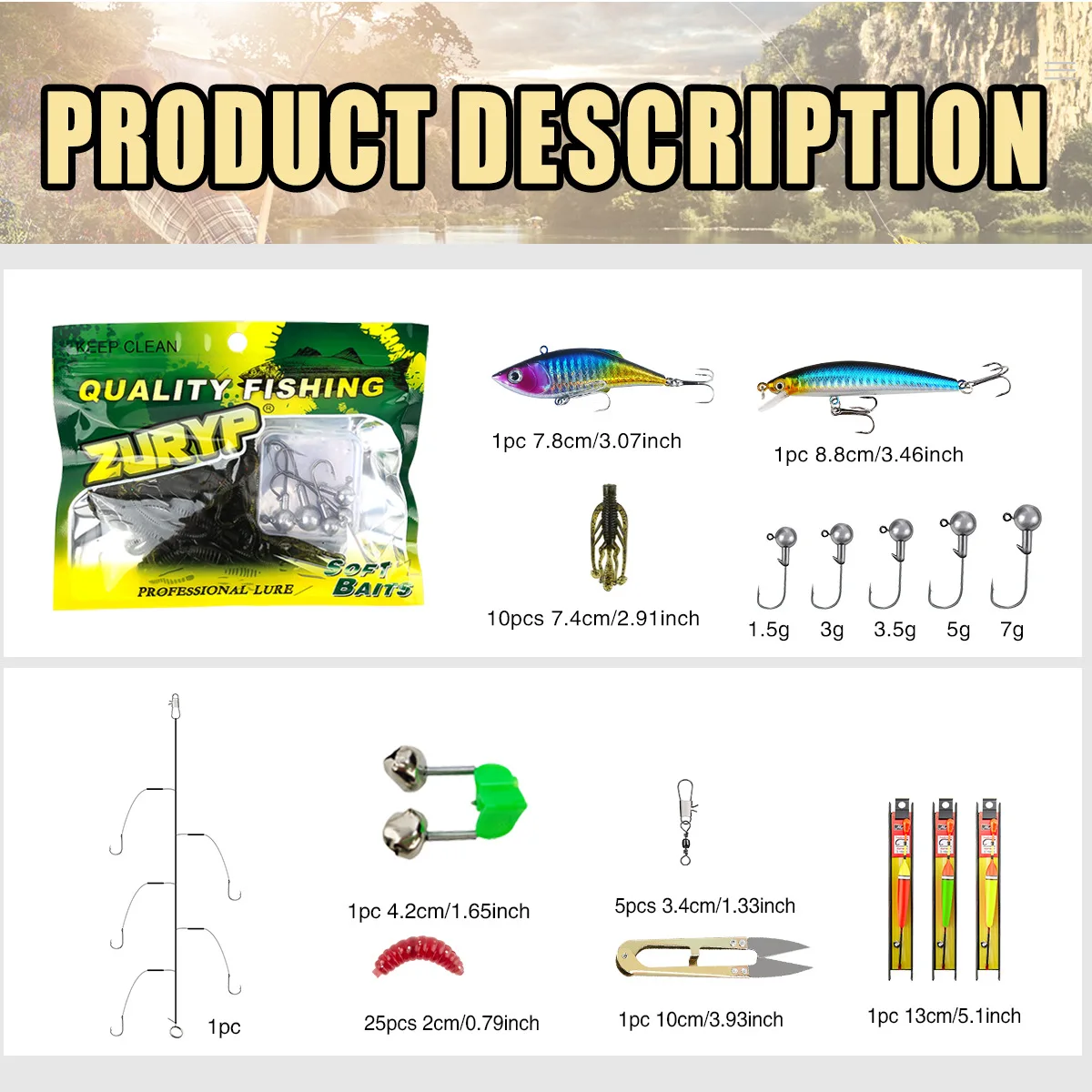 Kit de señuelos de pesca en estuche organizador