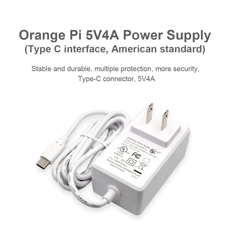Fuente de alimentación Orange Pi con conector Type-C