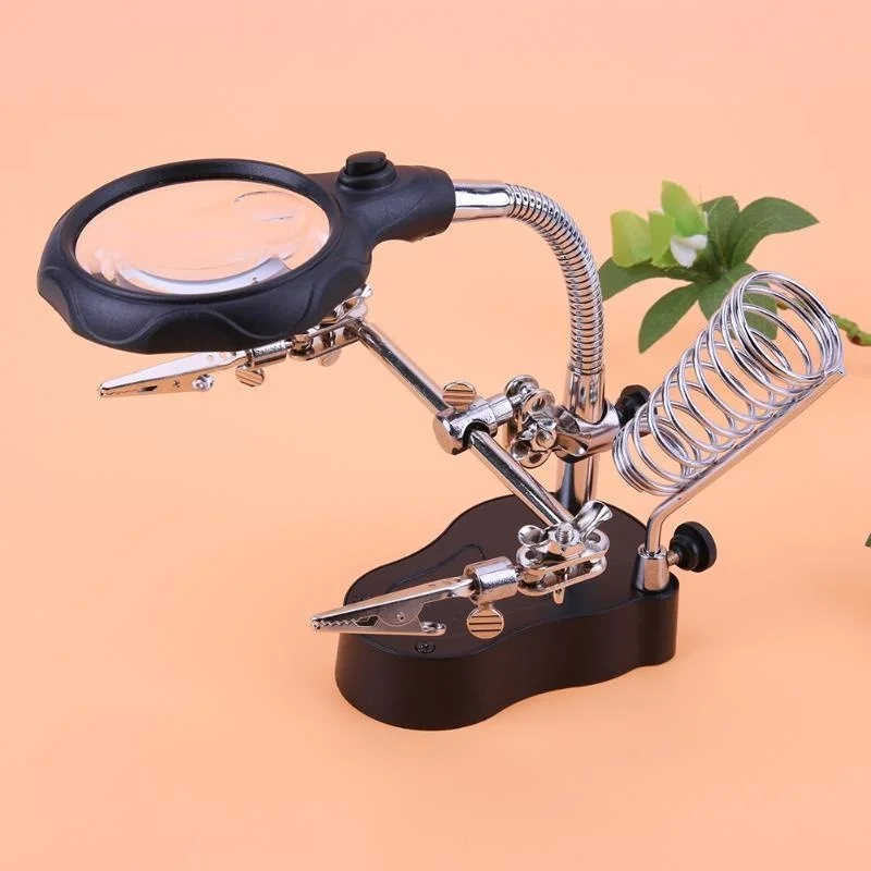 Lupa de escritorio con brazo ajustable y luz LED