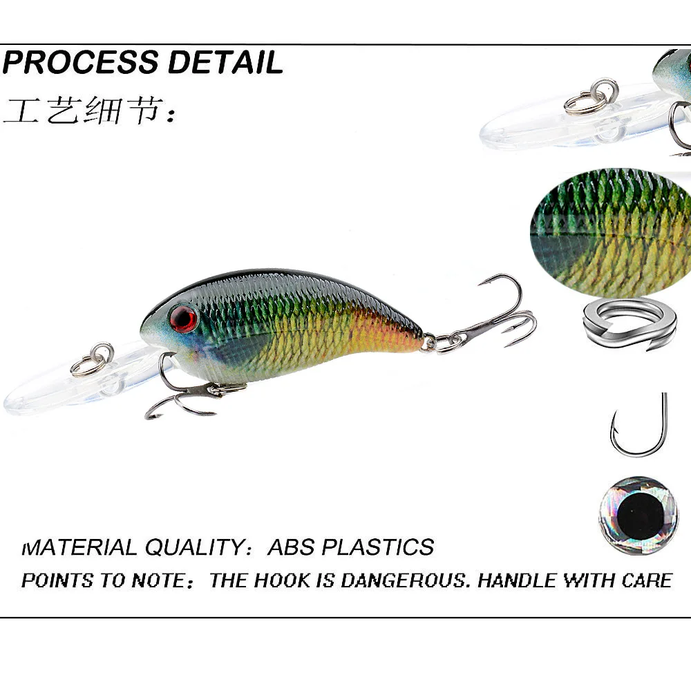 Crankbait Minnow flotante negro para trucha y lubina, jerkbait - imagen 2