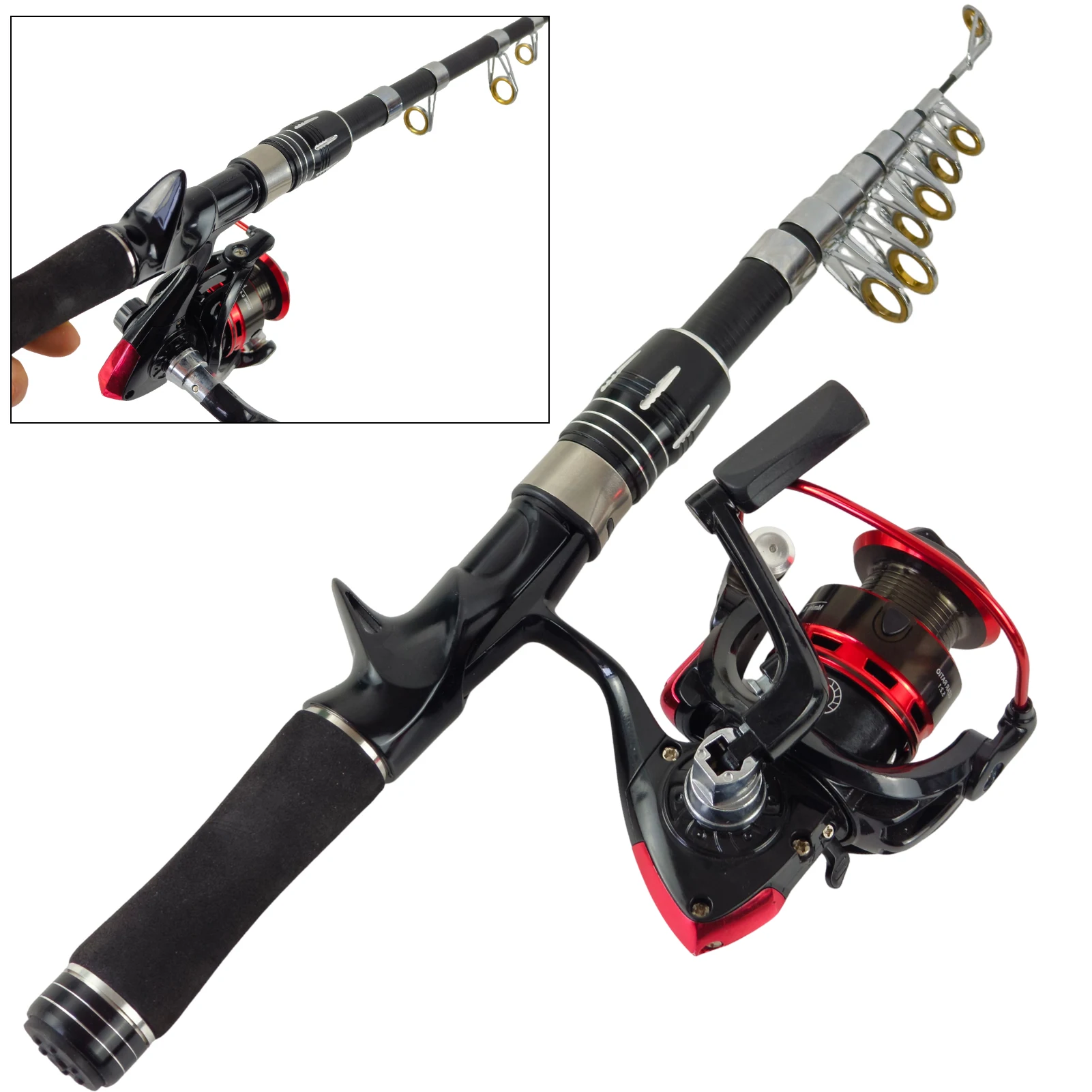 FREE FISHER Caña de pesca mar telescópica FRP con mango EVA