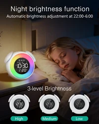 ORIA Despertador infantil multicolor con luz nocturna y doble alarma